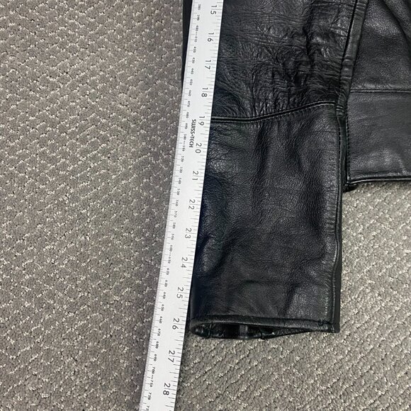 Vintage Wilsons Leather Jacket Men's 44 Black Cafe Racer Padded Motorcycle Moto - Picture 16 of 16